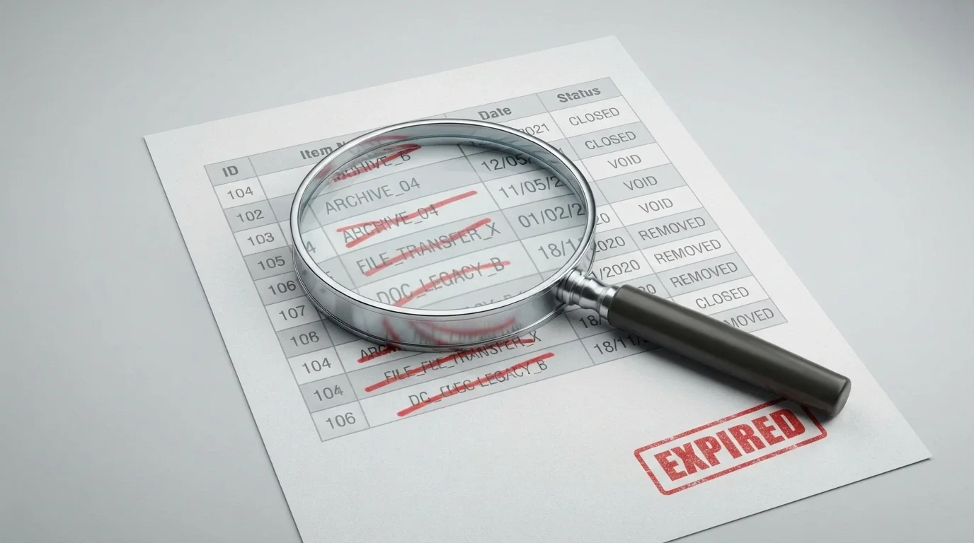 A magnifying glass over a printed list of casino bonus offers with several rows marked in red as expired or unavailable