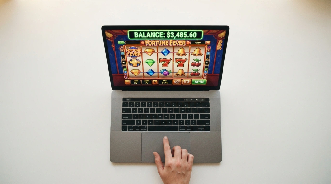 Casino slot game in demo mode with a play-money balance displayed instead of a real ETH balance