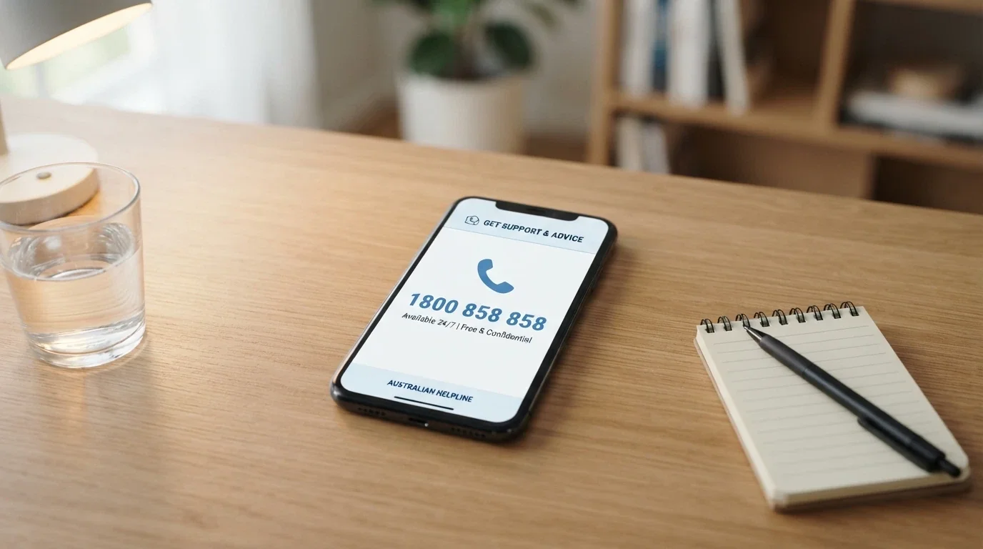 A mobile phone displaying the BetStop and Gambling Help Online homepages, with the National Gambling Helpline number visible