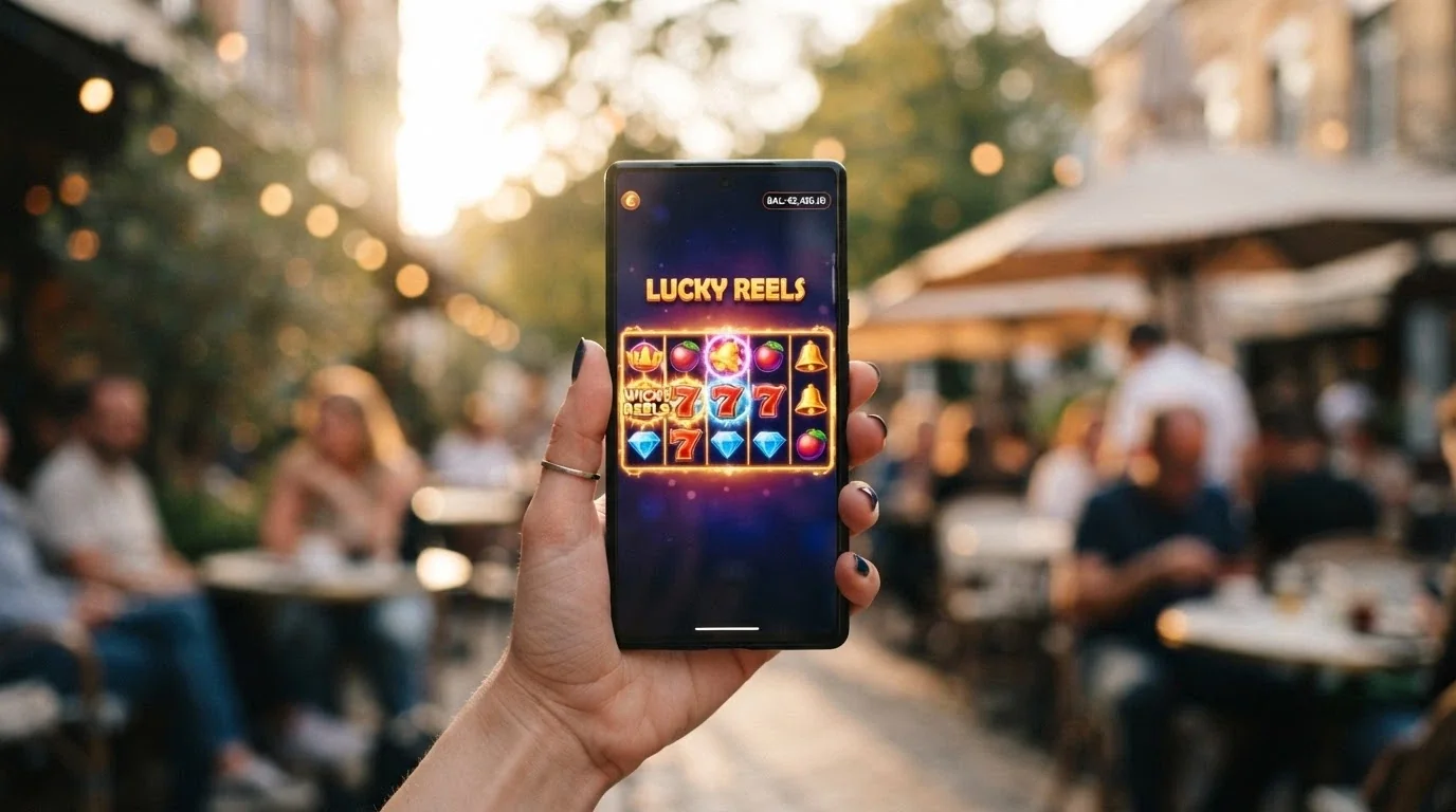 Smartphone displaying an Ethereum casino game with an ETH balance visible in the top corner of the screen