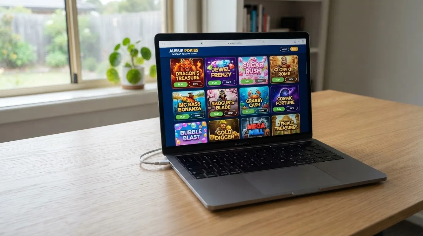 A grid of brand-new online pokie title cards from mid-2026 showing art styles from Pragmatic Play and Play'n GO