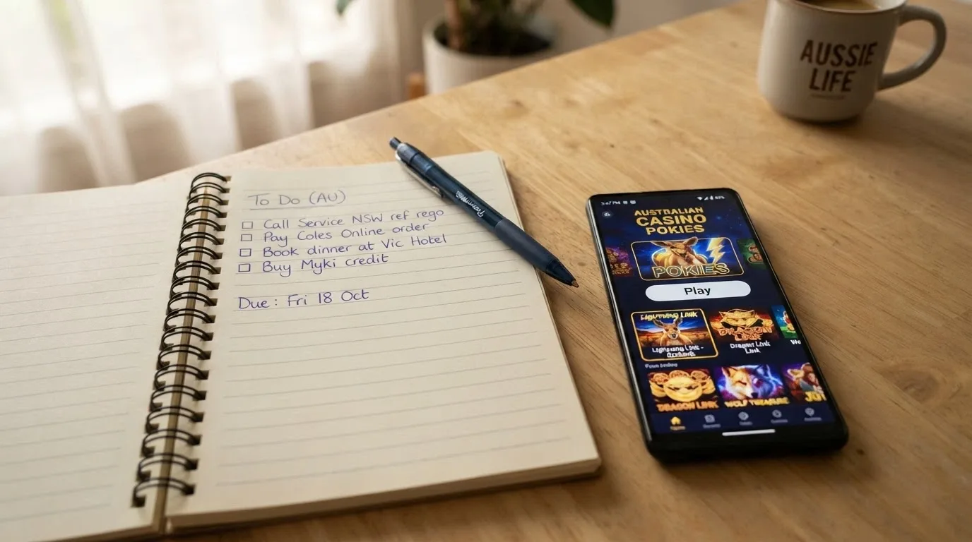 A notepad with a short handwritten checklist — “wagering ×,” “max cashout,” “licence check,” “time limit” — next to a paused smartphone screen.