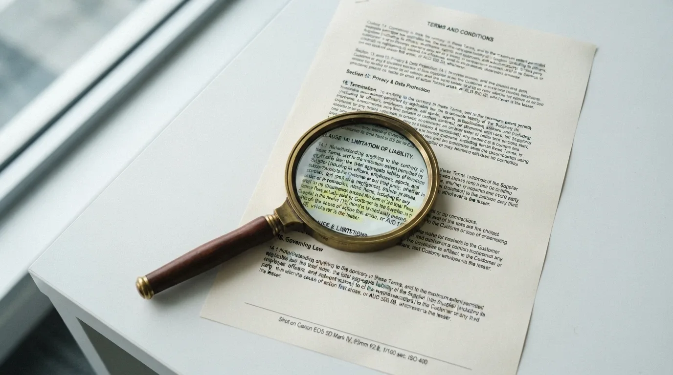 A close-up of bonus terms and conditions text with a magnifying glass highlighting the wagering requirement clause